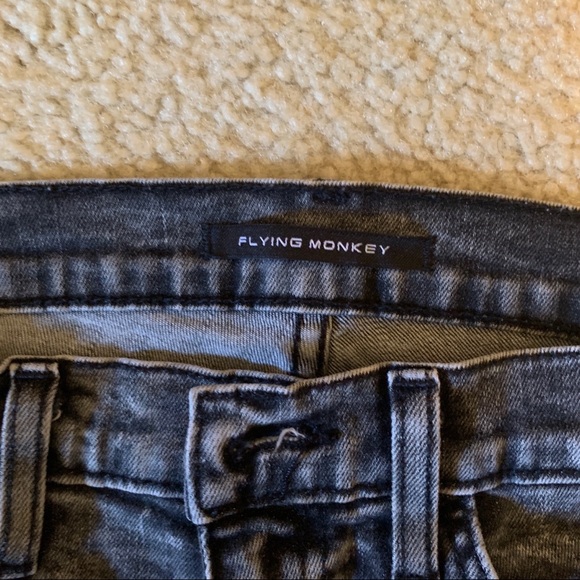 BLACK RIPPED ACID WASH JEANS - Picture 5 of 8